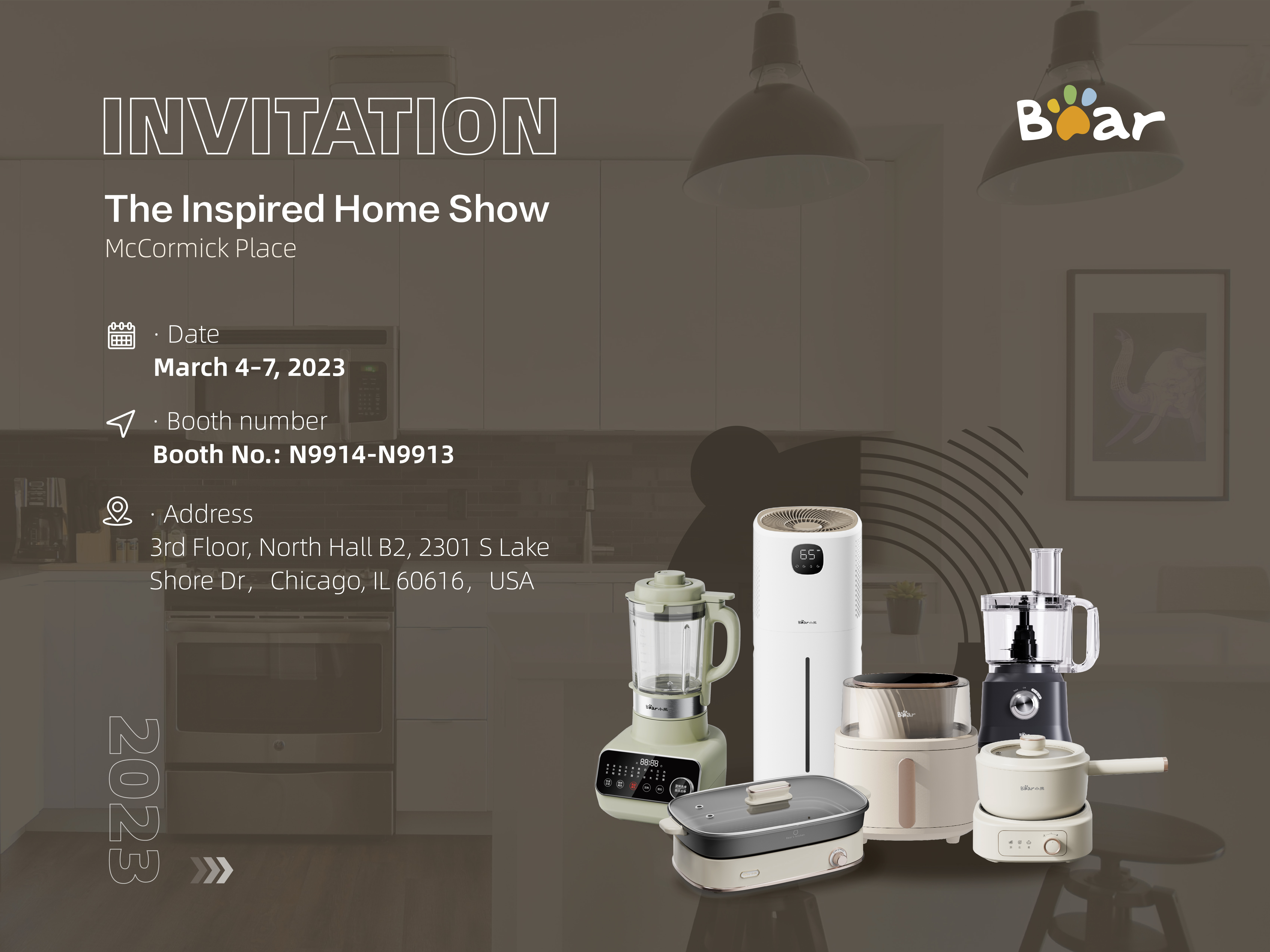 Bear akan menghadiri Inspired Home Show di Chicago, 4-7 Maret